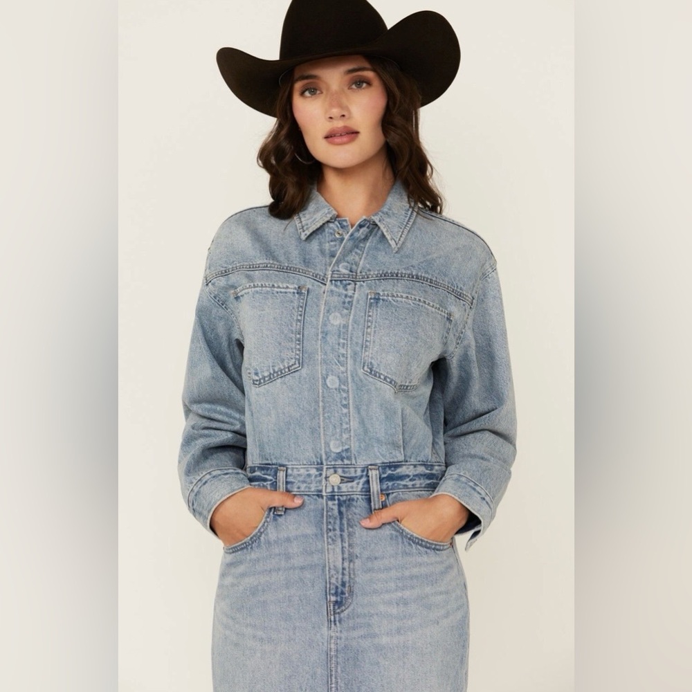 LEVI'S WESTERN DENIM MIDI SHIRT DRESS JEANS SIZE 33 NWT- Feeling This - Picture 7 of 9